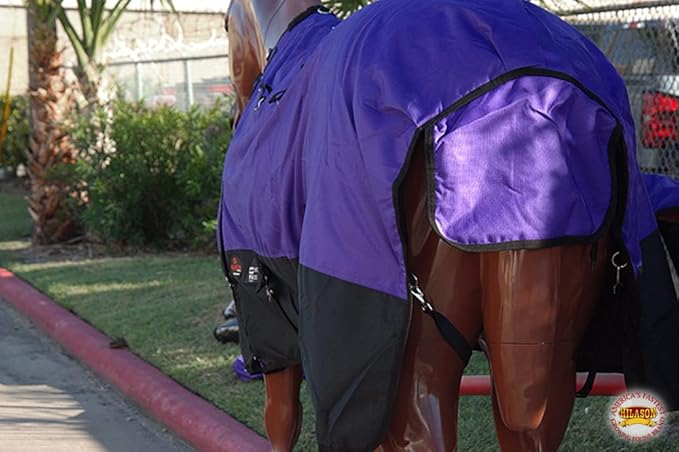 HILASON 1200D Winter Waterproof Poly Horse Turnout Blanket Belly Wrap Purple | 80 in