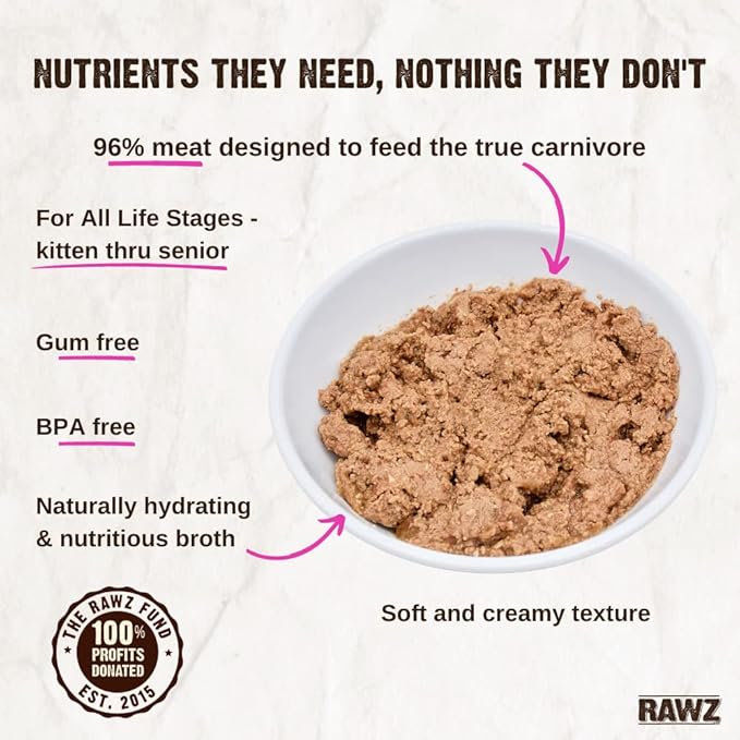Rawz Natural Premium Pate Canned Cat Wet Food - Made with Real Meat Ingredients No BPA or Gums - 5.5oz Cans 24 Count (Beef & Beef Liver)