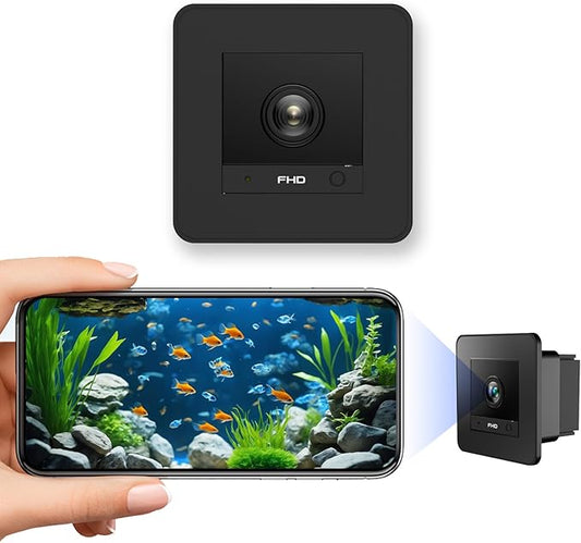 Aquarium Camera, 2K HD for Fish Tank & Reptile Terrarium, 140° Wide-Angle with Anti-Glare, Night Vision, WiFi Pet Camera with AI Motion Detection, 2-Way Audio, 24/7 Cloud/SD Recording