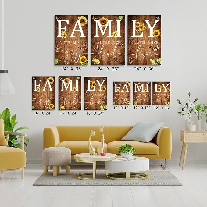 GUBIYU Farmhouse Family Wall Art Set of 3, Rustic Family Wall Decor