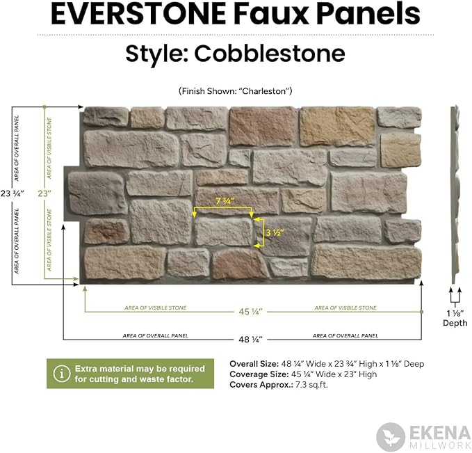 EverStone Cobblestone Faux Stone Panel, Earth Color