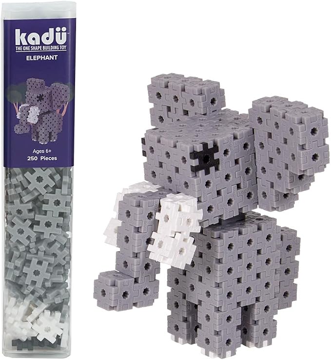 KADÜ Elephant 250 Piece Set - STEM/STEAM Building + Construction Toy, for Open + Imaginative Play Ages 5+ | Creative Mini Sensory Construction Puzzle tiles - Open Ended Play Gift Boys + Girls - Classroom Homeschool Manipulatives