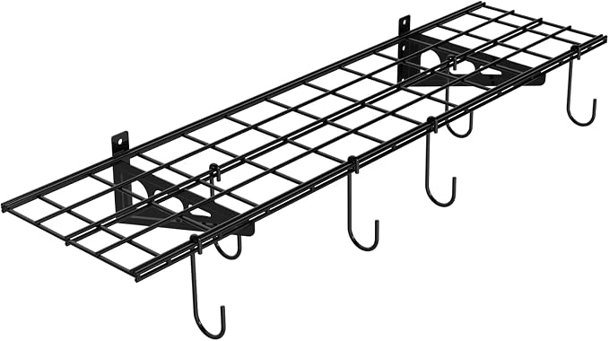 FLEXIMOUNTS Garage Wall Shelving, 1x4 ft, Includes 6 Bike Hooks, Wall Shelf