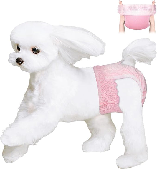 Ambreview Disposable Dog Diapers Female, Just Pull It Up, Doggie Diapers for Female Dogs, Strong Absorbency | Leak Proof, for Dogs in Heat | Elderly | Disabled, XS 100 PCS