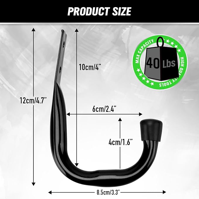 Heavy Duty Garage Storage Hooks, 6-piece Bike Hooks