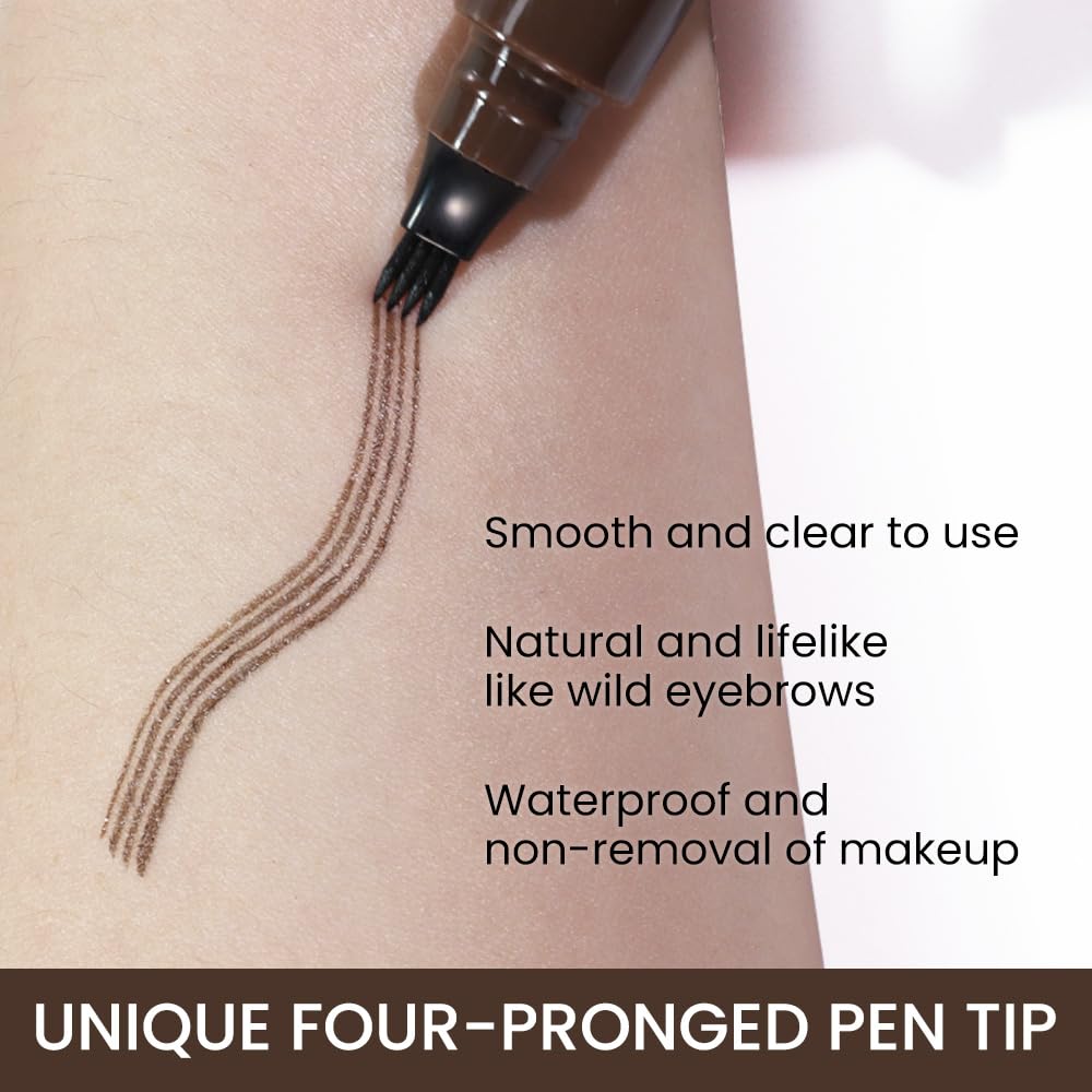 Kaely Eyebrow Pencils for Women, 4 Tip Magical Precise Waterproof Brow Pen, Microblading Eyebrow Contouring Pen, lapiz de cejas 3d Eye Brow Gel, 24h Smudge Proof,02 Dark Brown