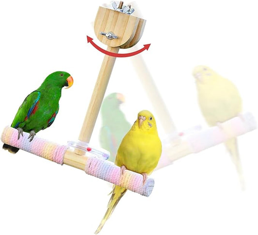 Bird Swing for Cage,Rust Sound Interactive Hanging Bird Toy Perch,Wooden Exercise Cockatiel Toys,Bird Cage Accessories Perch,Parrot Perch Stand for Conure,Budgie,Cockatiel,Lovebird,Canary,Finch