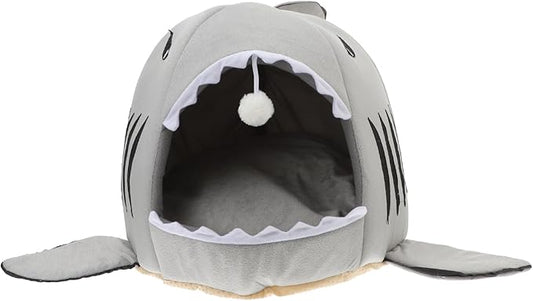 Sosoport Shark Design Pet Plush Bed House Nest Size s Grey for Dog Puppy Cat Soft Warm
