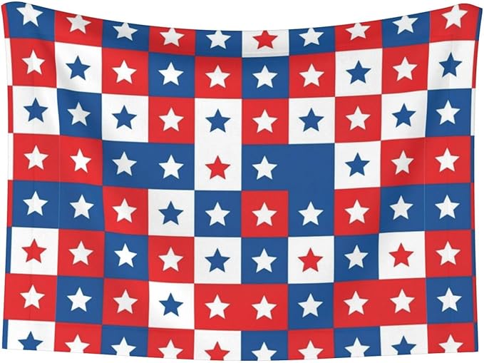 Reversible Dog Blanket for Beds Couches, American Flag Plaid Pattern, Double Sided Cat Blanket with Textured Dot Feel and Smooth Feel for Seasonal Comfort All Year