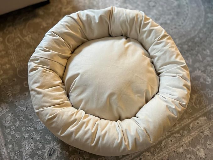Organic Cotton Canvas Dog Bed: Removable Cover, Natural Fill - Made in USA (Natural, Large 35" x 8" inches)