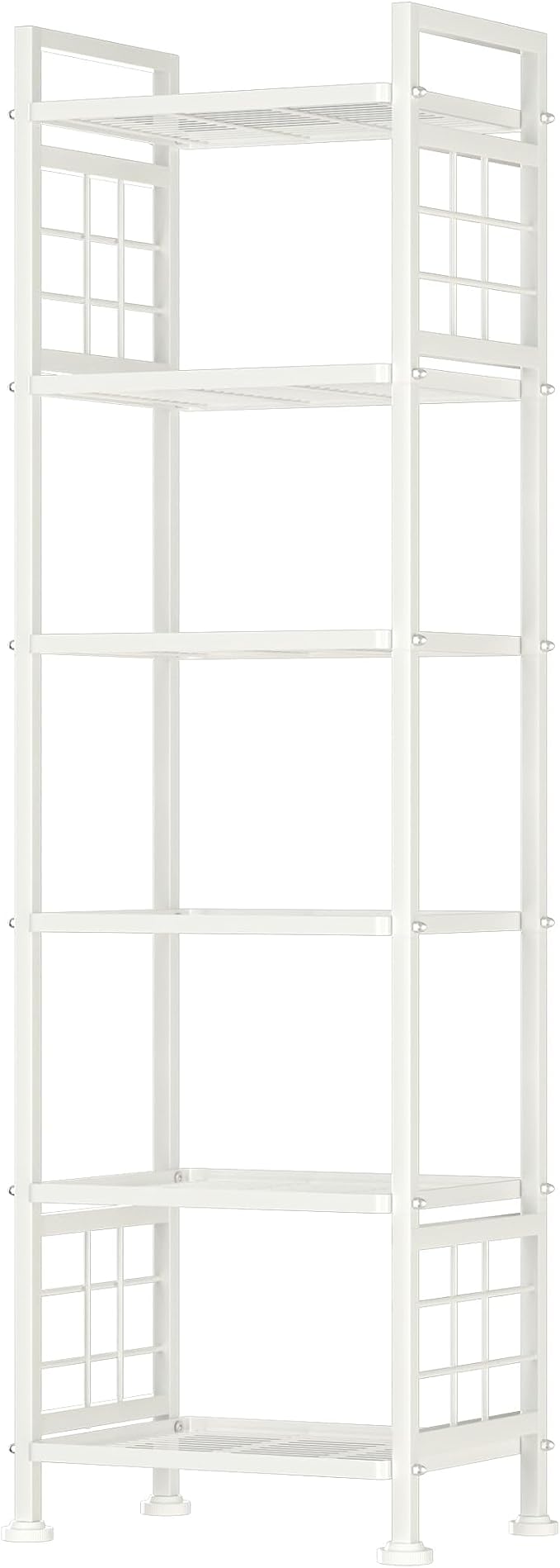 GIOTORENT 6-Wire Standing Storage Shelves, Metal Shelving Unit Pantry Rack for Laundry Kitchen Bathroom Organizer(White)