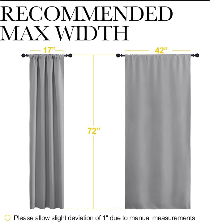 NICETOWN Silver Grey Blackout Curtains