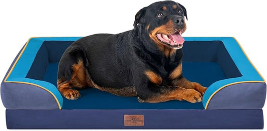 Comfort Expression Orthopedic Dog Bed for Extra Large Dogs 45x35 Inch, Waterproof Egg Crate Foam XL Pet Bed with Removable Bolsters, Dog Couch with Washable Cover & Non-Slip Bottom, Hidden Bay