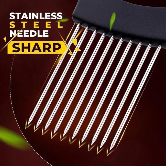 3PCS Stainless Steel Onion Slice Holder, 2024 New Onion Holder for Slicing, ultifunctional Fruit Egg Slicer Onion Pin Slicer Loose Meat Pin, Kitchen Chopper Slicing Tool for Onion Potato Lemon