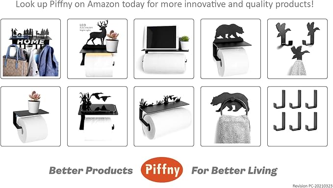 Piffny 6 Pack Heavy Duty Steel Essential Style Wall Hooks
