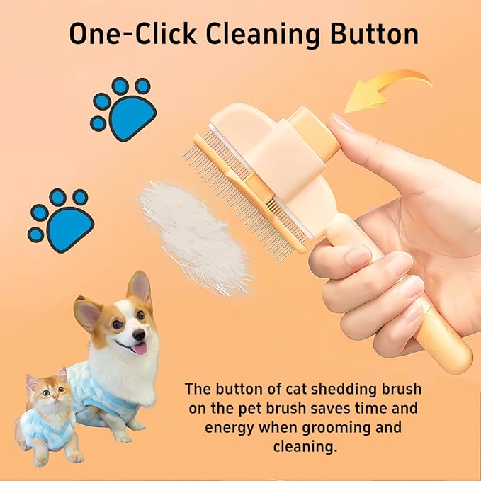 TemApex 2PCS Pet Comb for Dogs & Cats with Long & Short Stainless Steel Metal Teeth for Shedding and Tangles, Self-Cleaning Pet Comb for Dogs and Cats, Comfort and safety