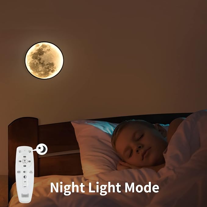 QIYIMEILUX Dimmable Moon Wall Sconce Plug in Modern LED Wall Light