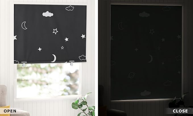 LazBlinds 100% Blackout Door Curtain, No Tools No Drill Cordless Blinds