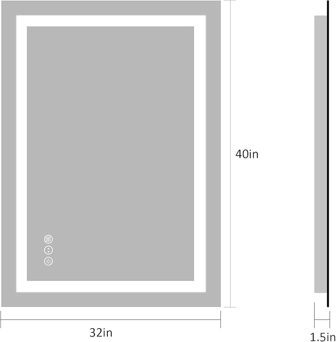 Amorho LED Bathroom Mirror 40"X32" with Front and Backlit, Stepless Dimmable Wall Mirrors with Anti-Fog, Shatter-Proof, Memory, 3 Colors, Double LED Vanity Mirror (Horizontal/Vertical)