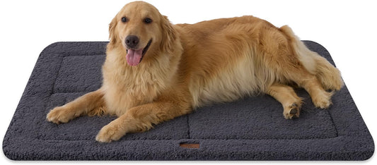 Joydeco Low Profile Dog Crate Mat Reversible Bed Pad, Washable Dog Pad Mat with Ultra Soft Fleece, Compact Design Kennel Beds Mats for Extra Large Medium Small Pets, 44" x 32" Dark Gray