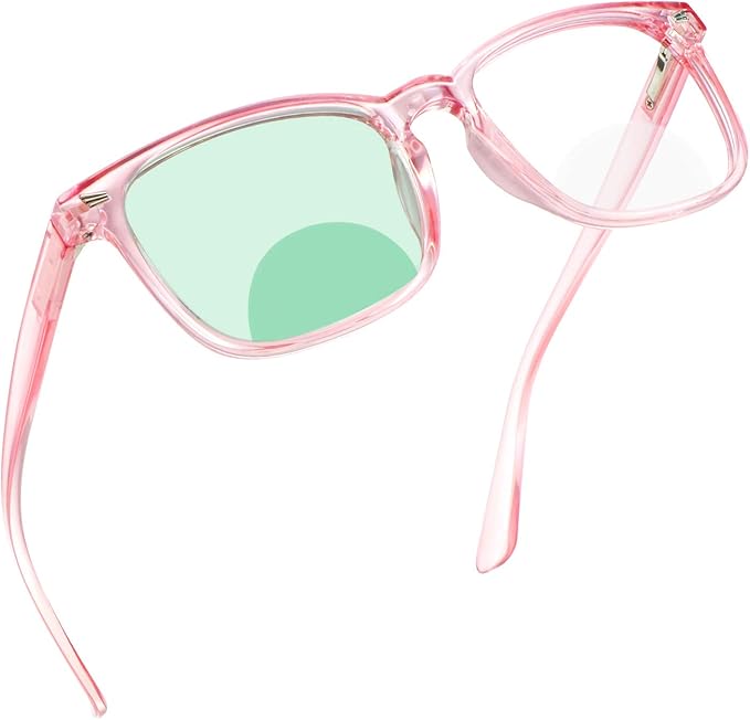 YEIN Bifocal Reading Glasses with Blue Light Blocking Lenses, Bifocal Reader for Women, Vintage Square frame with Spring Hinge (+0.00/+1.25 magnification)