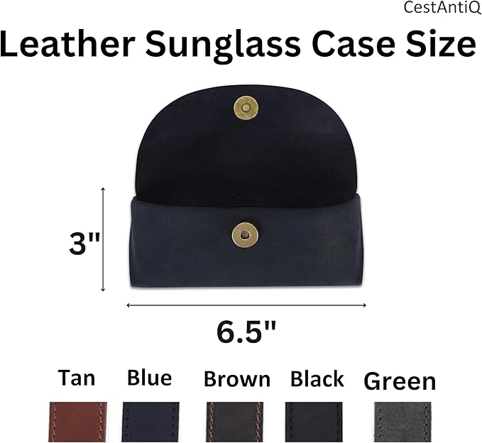 Leather Sunglasses Case Genuine Leather Eyeglass Case Soft Glasses Pouch Reading Glasses Case for Men & Women