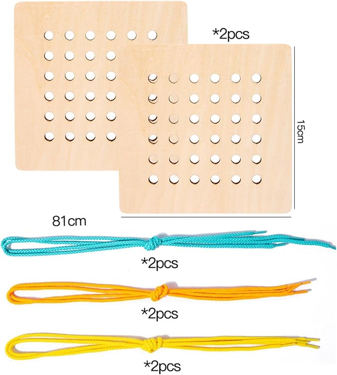 Wooden Threading Toy Kids Valentines Day Gifts Wooden Lacing Cards for