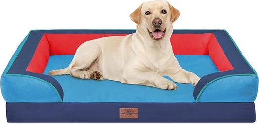 Comfort Expression Orthopedic Dog Bed for Extra Large Dogs 42x30 Inch, Waterproof Egg Crate Foam XL Pet Bed with Removable Bolsters, Dog Couch with Washable Cover & Non-Slip Bottom, Philadelphia
