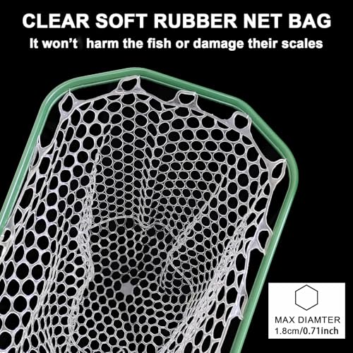 Aventik Fly Floating Fishing Net Carbon Fiber Landing Trout Net Light Weight Clear Rubber Ghost Net Catch & Release - color: Stealth Boat Frame standard handle black magnet