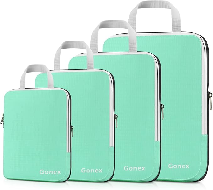 Gonex Compression Packing Cubes, 3pcs/4pcs Expandable Storage Travel Luggage Bags Organizers
