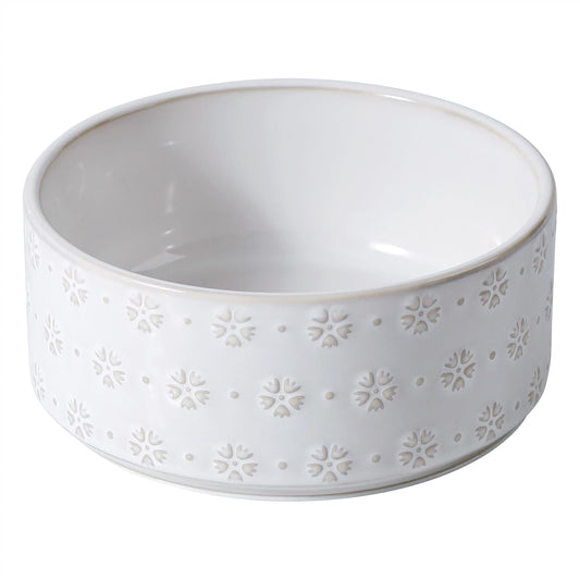 8.2inch Ceramic Dog Bowl, Food and Water Bowl for Large Breed Dog, Pet Bowl for Replacement (Single Bowl, Arctic White)