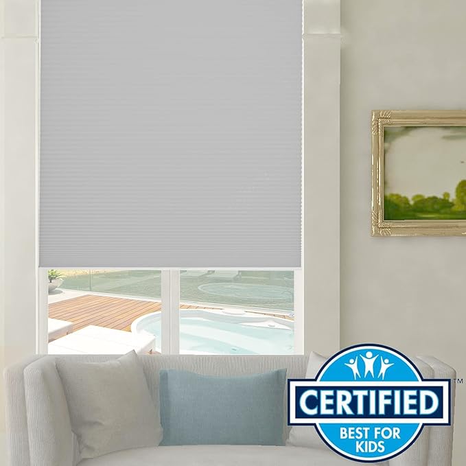 Persilux Light Filtering Cellular Blinds for Windows Pleated Cordless Roller Shades Room Darkening UV Protection Honeycomb Shades for Home, Windows and Bedroom, Dark Grey, 72" W x 80" H