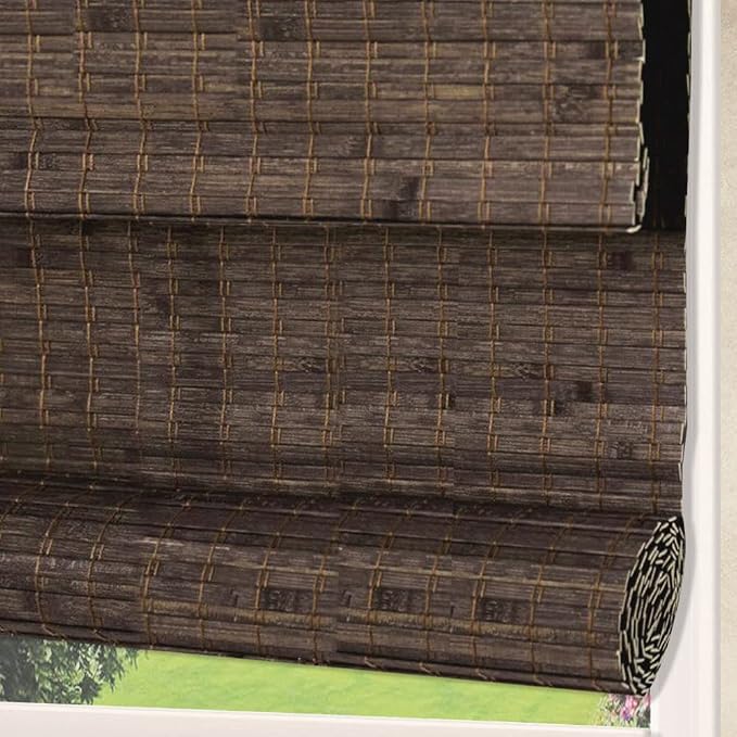 Letau No Drill No Tools Cordless Wood Window Shades Blinds, Bamboo Light