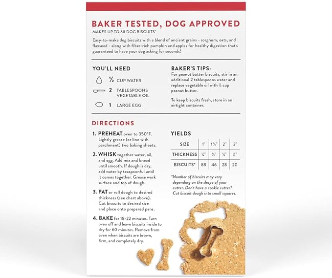 King Arthur Dog Biscuit Mix, Pumpkin & Apple, Homemade Dog Treats, 12oz
