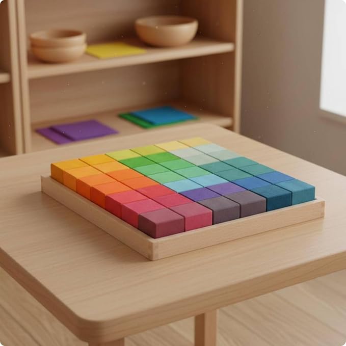 Children Building Blocks Wooden Mosaic Blocks Set Rainbow Blocks Toy Preschool Building Spatial Thinking Basswood Suitable for classrooms Home Play Preschool, Black and White