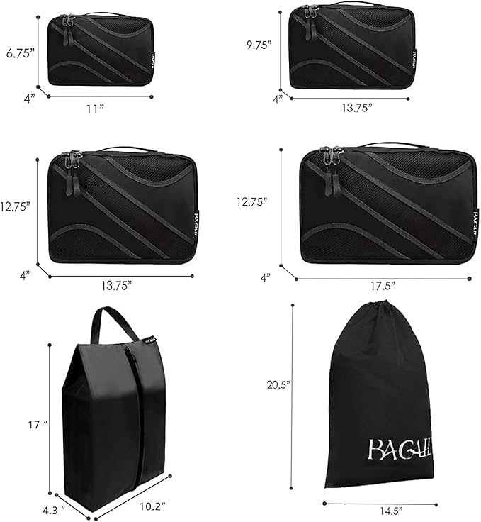 BAGAIL 6 Set Packing Cubes,Travel Luggage Packing Organizers