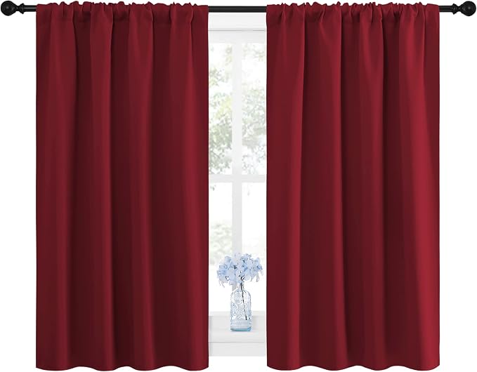 NICETOWN Burgundy Curtains Blackout Drape Panels