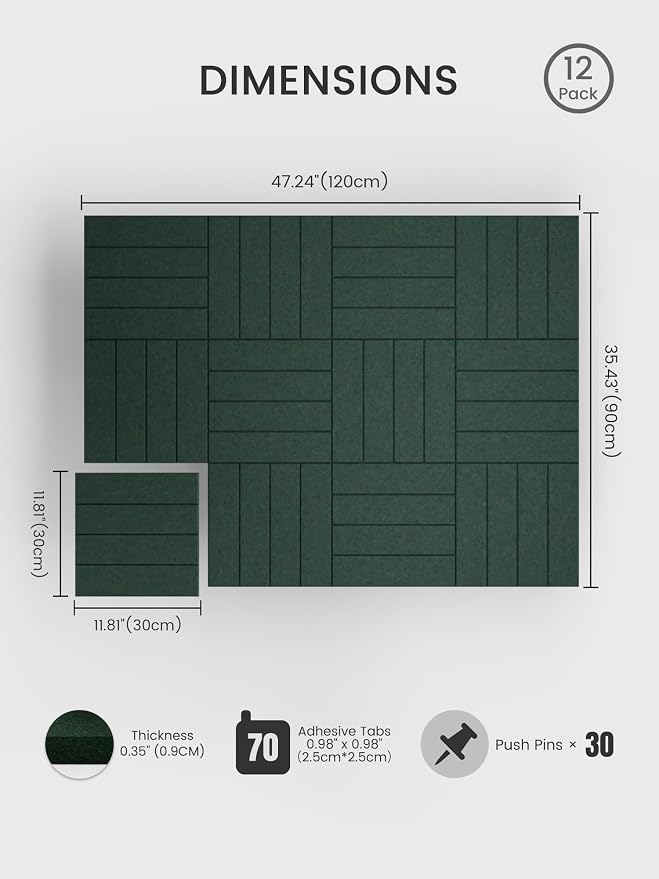 Bumusty Large Cork Board Alternative-48 x 36" Felt Bulletin Board Tiles