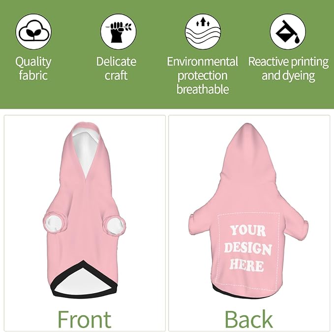 Personalized Dog Hoodie, Custom Dog Costumes for Small Dogs, Holiday Happy Dog Clothes Football Pet Shirt Sweater with Name Number for Girl/Boy Cats/Kitten, Pink, S