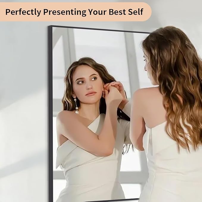 Koonmi Black Mirrors for Wall, 36x48 Inch Bathroom Mirror, Rectangular Wall Mirror for Living Room Bedroom Bathroom, Hangs Horizontally or Vertically