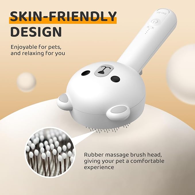 Cat Steam Brush, Self Cleaning Pet Spray Hair Removal Comb with Release Button, 3 In 1 Cat Brush for Indoor Cats for Shedding, Waterproof Pet Grooming Brushes for Long Short Haired Dogs Cats