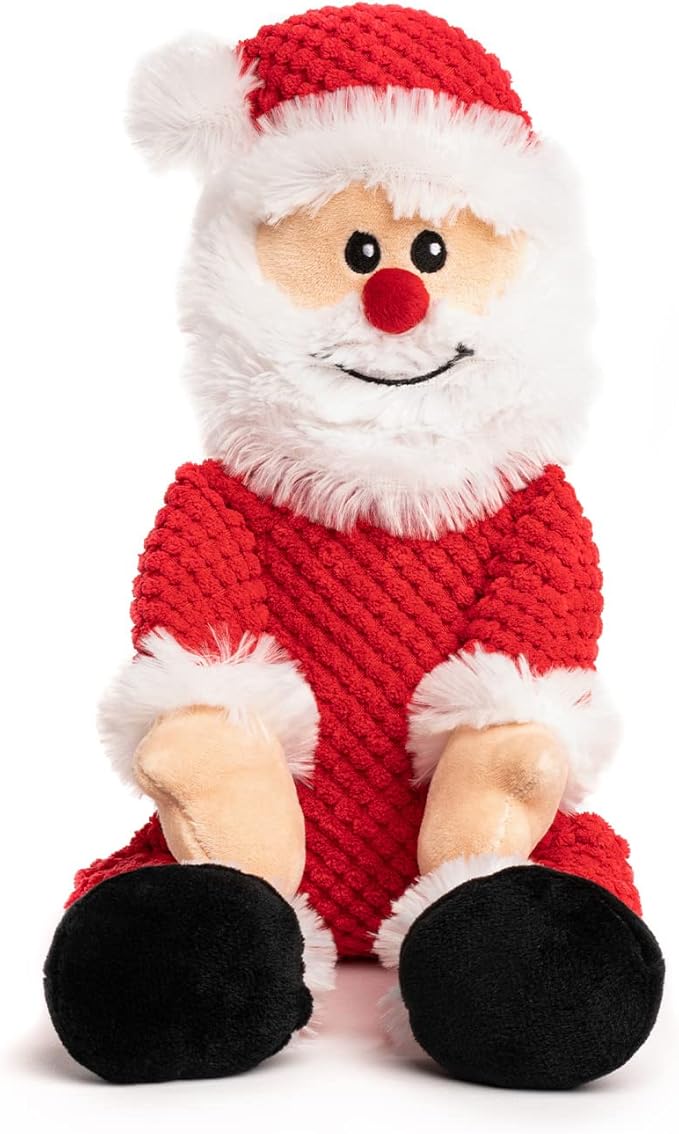 fabdog Floppies Plush Dog Toys - Cute Holiday-Themed Squeaky Dog Toy - Best Squeak Toy for All Breeds | Ideal Small Santa