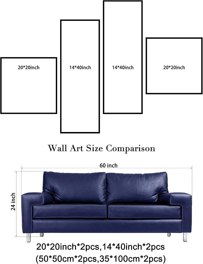 Wieco Art Huge Size Artwork 4 Panels 100% Hand-painted Modern Canvas Wall Art