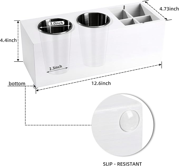Hair Dryer Countertop Holder, Hair Tool Organizer Wall Mount, Blow Dryer Holder Organizer, Bathroom Countertop Blow Dryer Holder and Curling Iron Holder (Cedar Wood, White)