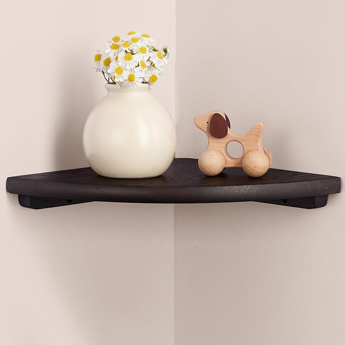 Gieanoo Corner Wall Shelf, 9inch Solid Oak Wood Floating Corner Shelf