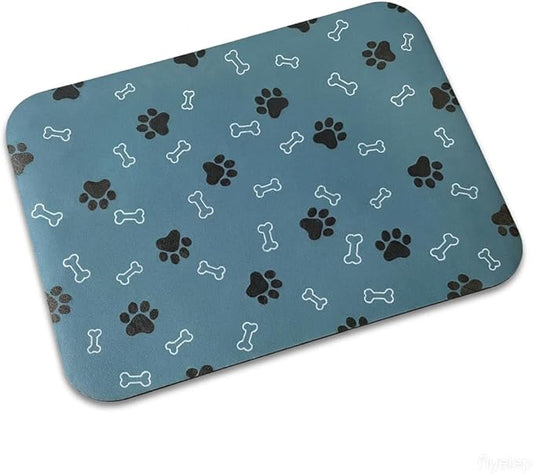 Pet Cat Dog Food Mat Non Slip Mat for Dog Water Bowl Mat Quick Dry Absorbent Cat Feeding Mat, 18.1 * 11.8 in, Blue