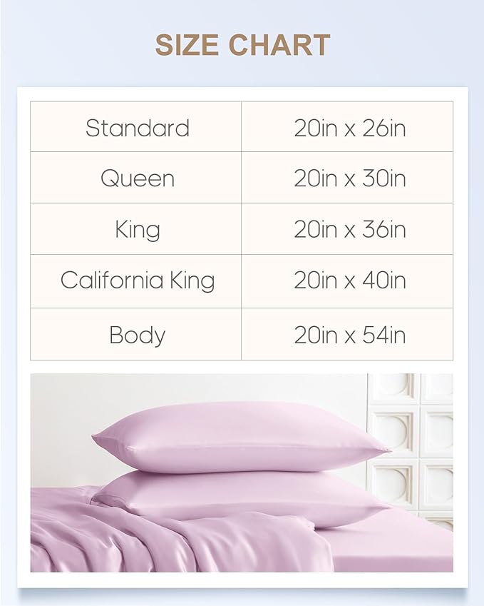 THXSILK Set of 2 100% Mulberry Silk Pillowcase for Hair and Skin Health, 22 Momme Soft and Smooth Pillowcases with Hidden Zipper, Both Sides Premium Grade 6A+ Silk, Standard 20"x26", Light Purple