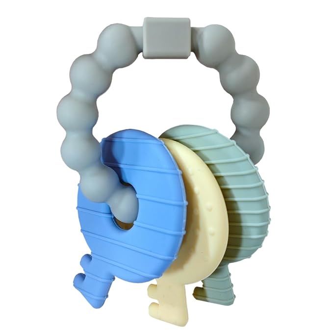 Baby Teether Keys,Teething Keys Toys for 3 to 18 Months Infants Toddler Sensory Chew Toys BPA-Free Toy for Baby Teething Relief(Grey)
