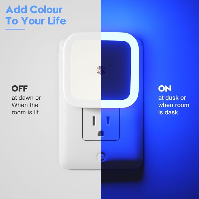 Sujeet Blue Night Light 4 Pack, Night Lights Plug into Wall 4-Pack, Nightlight