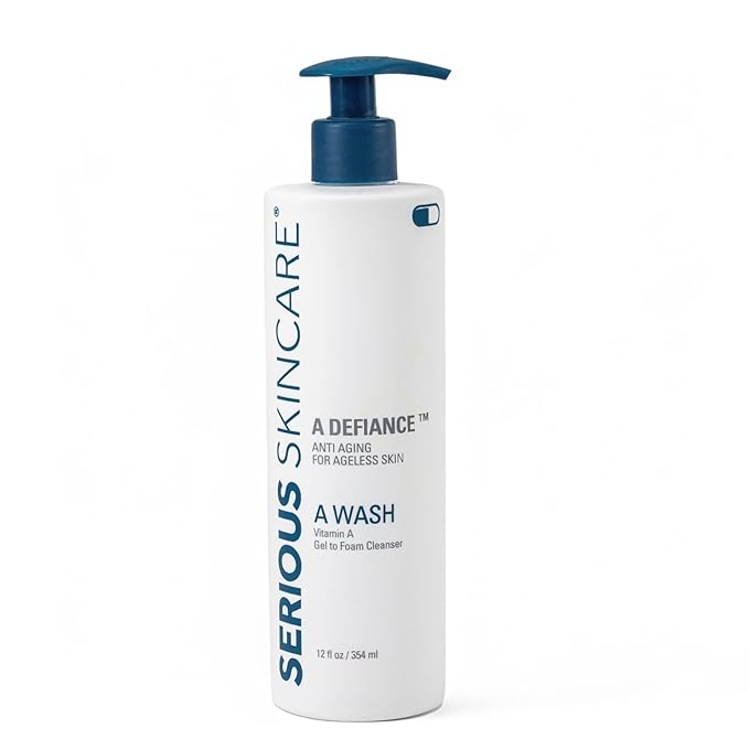 Serious Skincare - Gentle Cleansing and Exfoliating Retinol Facial Wash - Skin Hydrating Gel to Foam Cleanser - Clarify Pores - Removes Makeup, Oil, and SPF - Avena Sativa Extract - 12 Fl. Oz.
